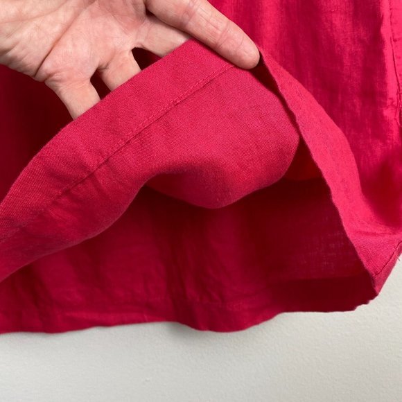 St. Tropez Skirt M Pink 100% Linen Paperbag Elastic Tie Waist Above Knee Pockets - Picture 4 of 9